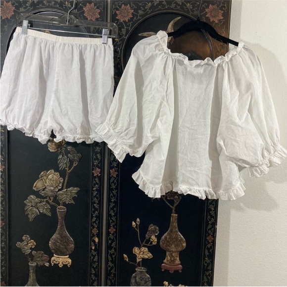 White Ruffled Sleepwear Set - Picture 2 of 11